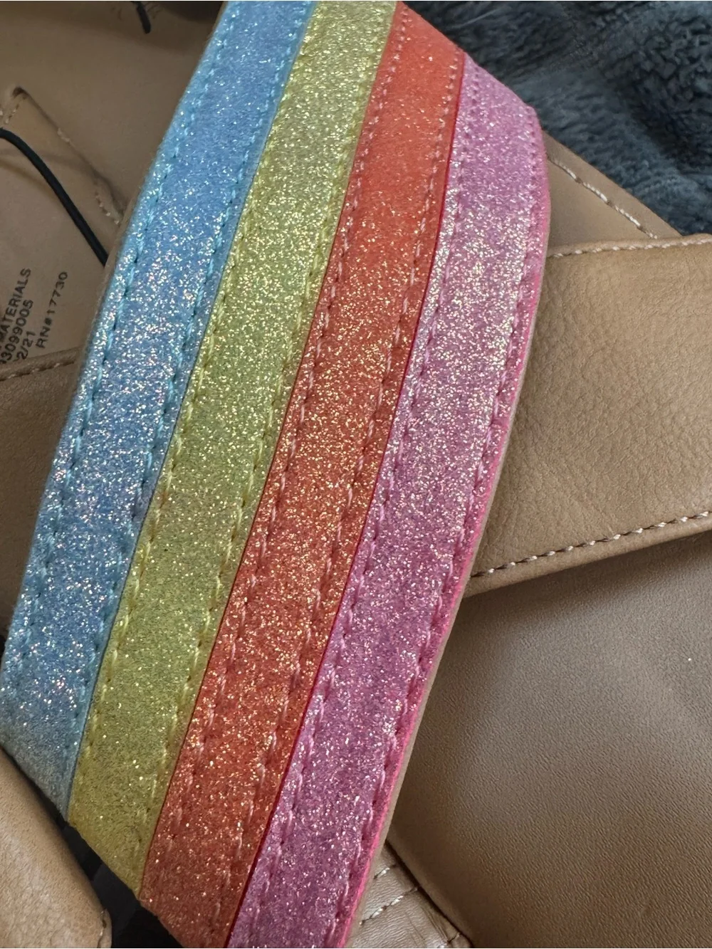 ❤️ Cat & Jack 4 Girls Rainbow Glitter Shoes Gladiator Sandals Straps B6